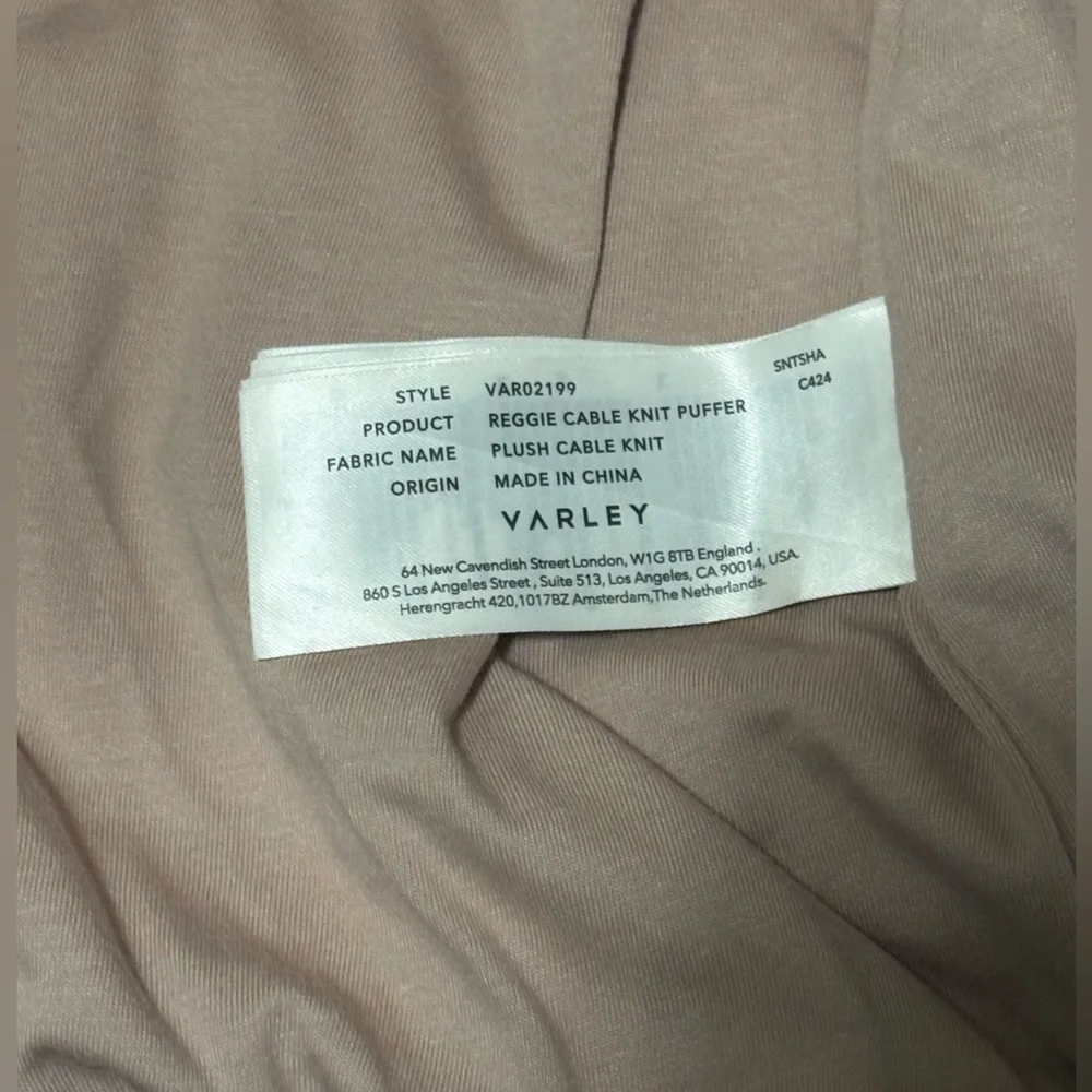 Varley Beige Cable Knit Puffer Jacket, size Large, NEW - Picture 13 of 16